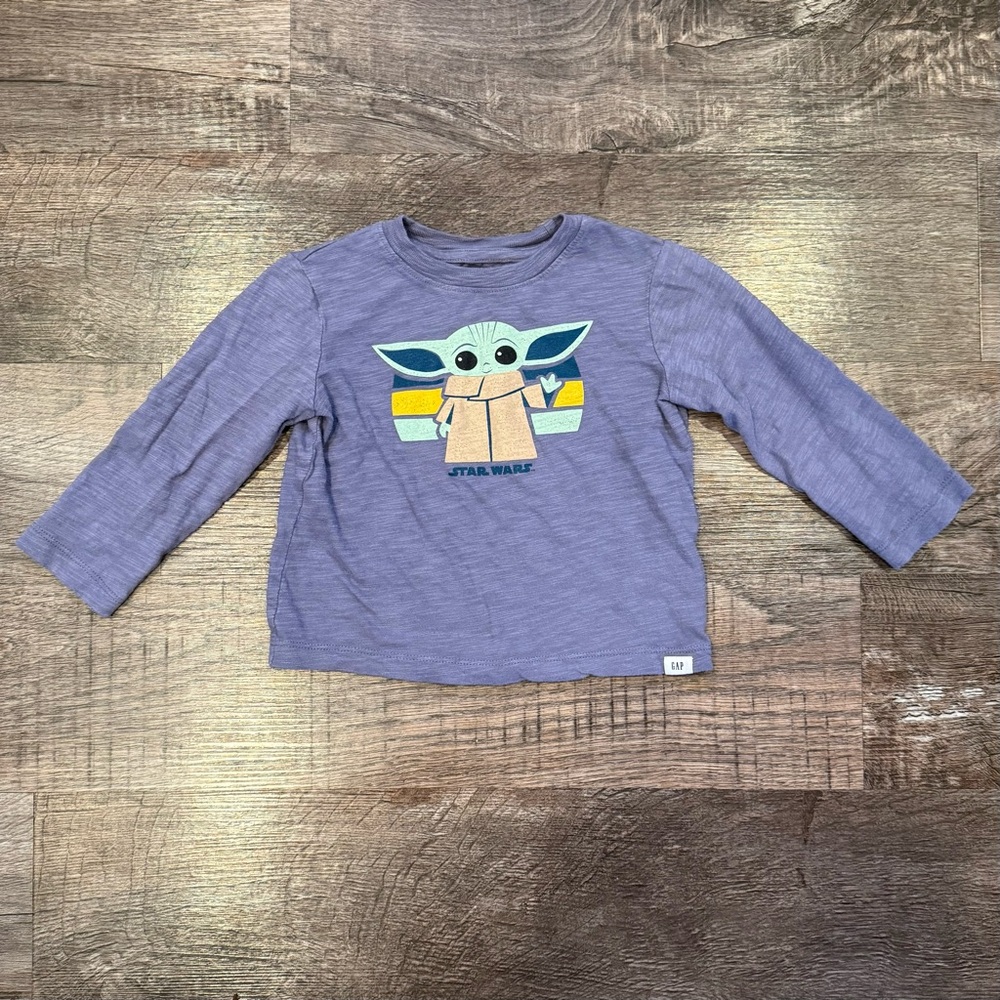 Gap x Star Wars Baby Toddler Long Sleeve Baby Yoda Shirt Size 18-24 Months